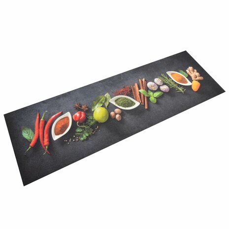 Keukenmat wasbaar kruidenprint 60x180 cm fluweel 1