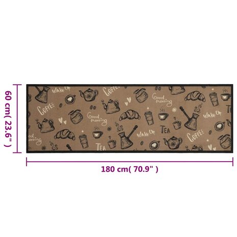Keukenmat wasbaar ochtendprint 60x180 cm fluweel bruin 5