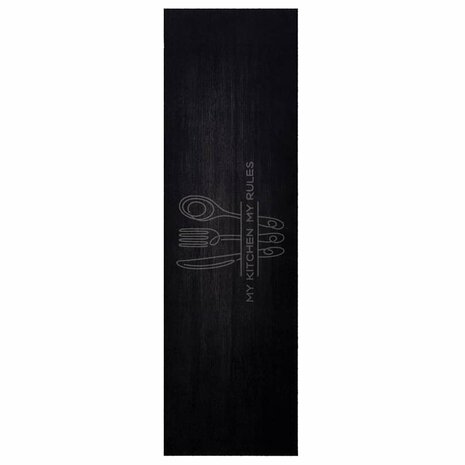 Keukenmat Bestek Zwart 150 x 45 cm Fluweel 2