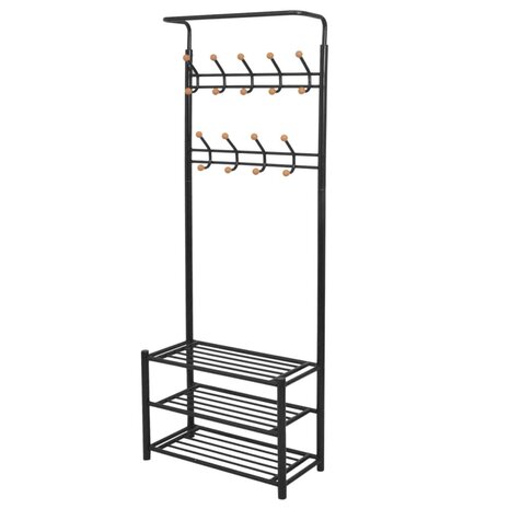 Kledingrek met schoenenopberger 68x32x182,5 cm zwart 1
