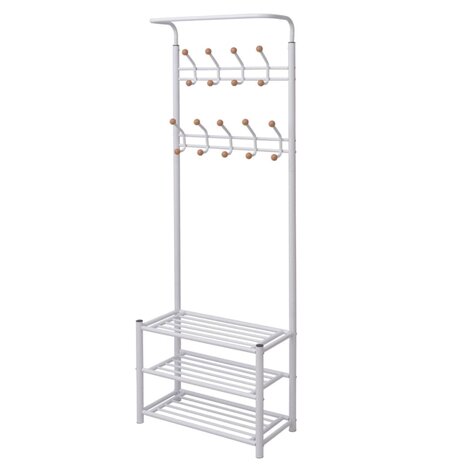 Kledingrek met schoenenopberger 68x32x182,5 cm wit 1
