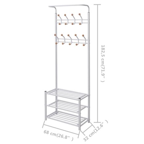 Kledingrek met schoenenopberger 68x32x182,5 cm wit 4