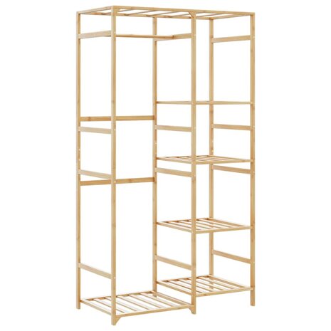 Kledingrek met schappen 100x50x184,5 cm bamboe 1