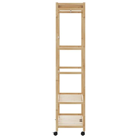 Kledingrek met schappen en wielen 90x40x179,5 cm bamboe 4