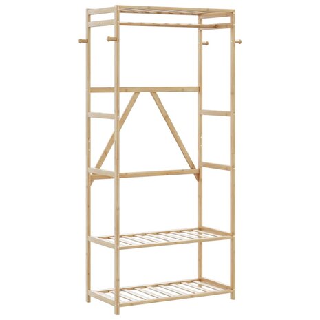 Kledingrek met schappen 80x40x175 cm bamboe 1