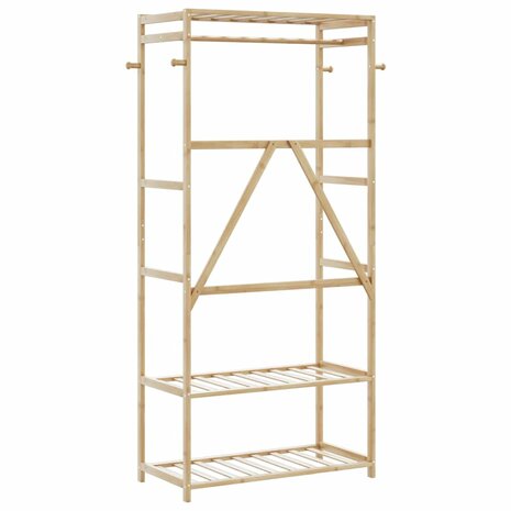 Kledingrek met schappen 80x40x175 cm bamboe 5