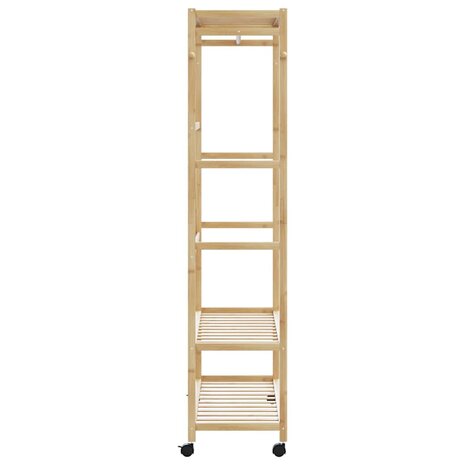 Kledingrek met schappen en wielen 110x40x180 cm bamboe 4