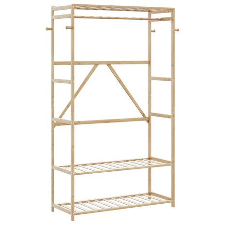 Kledingrek met schappen 110x40x175 cm bamboe 1