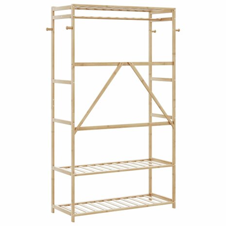 Kledingrek met schappen 110x40x175 cm bamboe 5