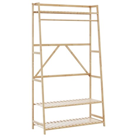 Kledingrek met schappen 110x40x180 cm bamboe 1