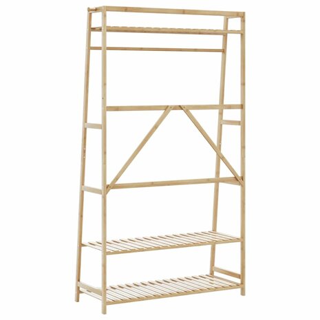 Kledingrek met schappen 110x40x180 cm bamboe 5