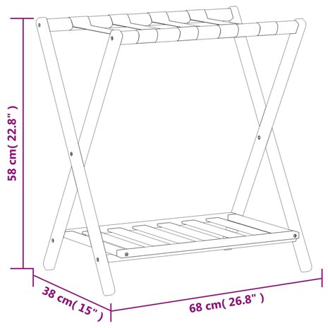 Bagagerek 68x38x58 cm bamboe 7