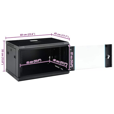 Netwerkkast voor aan de muur 6U 19" IP20 600x450x350 mm 9