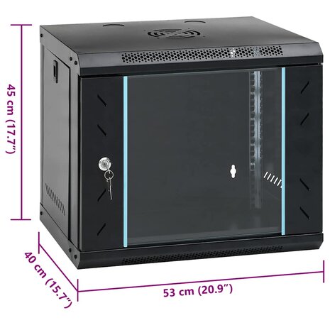 9U Wandgemonteerde Netwerkkast 19" IP20 53x40x45 cm 8