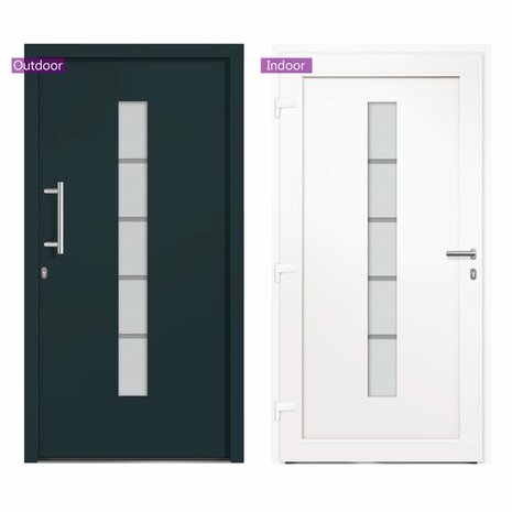 Voordeur 110x210 cm aluminium en PVC antraciet 6