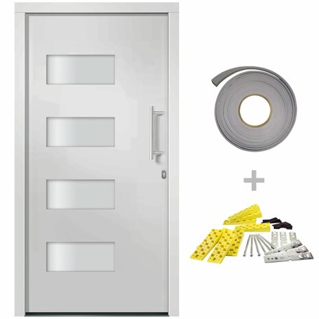 Voordeur 100x210 cm aluminium en PVC wit 2