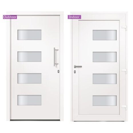 Voordeur 100x210 cm aluminium en PVC wit 6