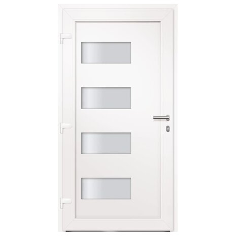 Voordeur 110x210 cm aluminium en PVC wit 4