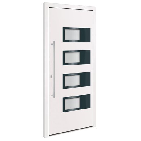Voordeur 100x210 cm aluminium en PVC wit 2