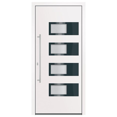 Voordeur 100x210 cm aluminium en PVC wit 3
