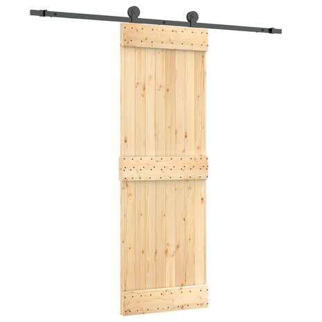 Schuifdeur Naturel en Zwart 70 x 210 cm Massief Grenenhout 2