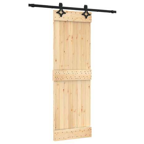 Schuifdeur Naturel en Zwart 70 x 210 cm Massief Grenenhout 2