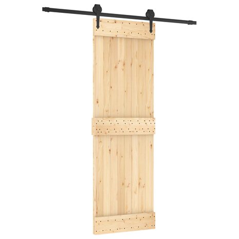 Schuifdeur Naturel en Zwart 70 x 210 cm Massief Grenenhout 2
