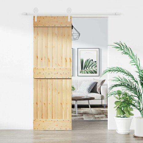 Schuifdeur Natuurlijk en Wit 70 x 210 cm Massief Grenenhout 1