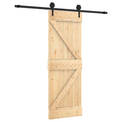 Schuifdeur Naturel en Zwart 70 x 210 cm Massief Grenenhout 2