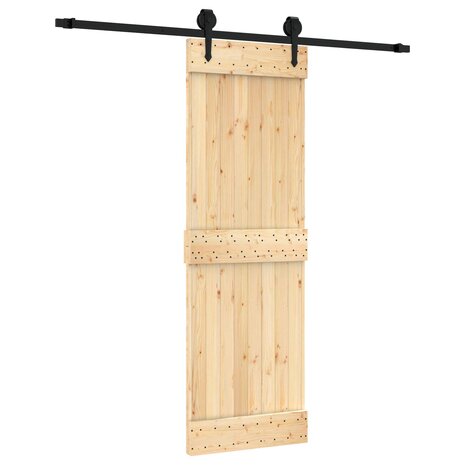 Schuifdeur Naturel en Zwart 70 x 210 cm Massief Grenenhout 2