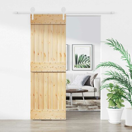 Schuifdeur Natuurlijk en Wit 70 x 210 cm Massief Grenenhout 1