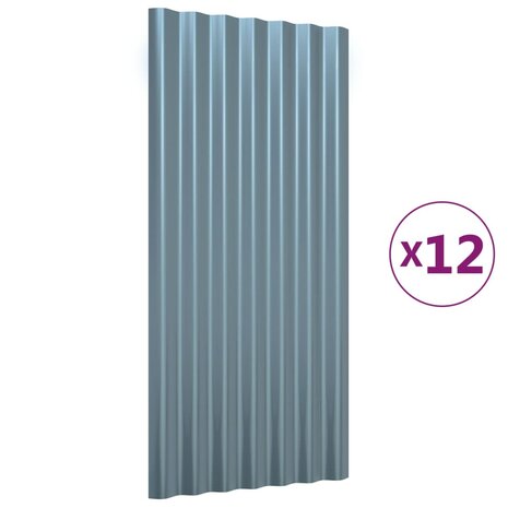Dakpanelen 12 st 80x36 cm gegalvaniseerd staal grijs 2