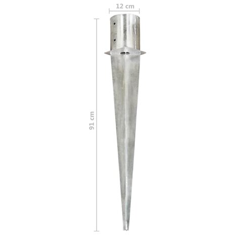 Grondpinnen 2 st 12x91 cm gegalvaniseerd staal zilverkleurig 6