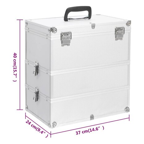 Make-up koffer 37x24x40 cm aluminium zilverkleurig 9