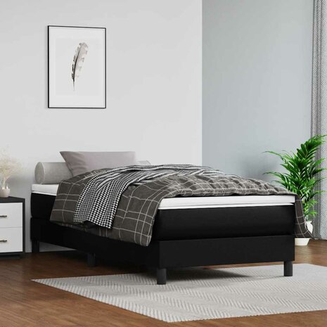 Pocketveringmatras voor kinderen medium 80x160 cm kunstleer zwart 1