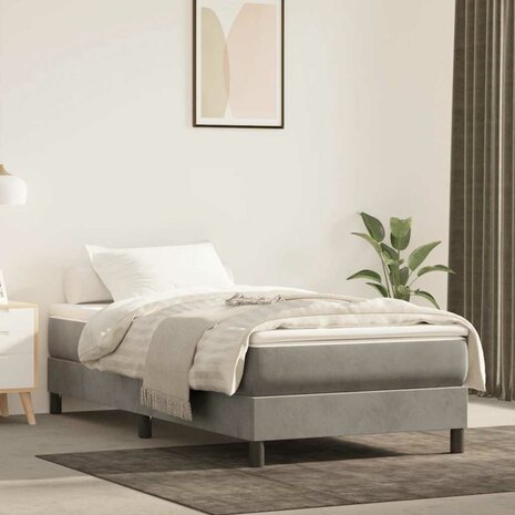 Pocketveringmatras medium 80x210x20 cm fluweel lichtgrijs 1