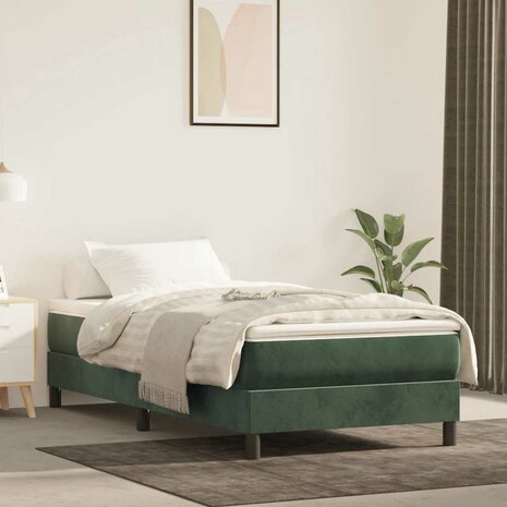 Pocketveringmatras medium 80x210x20 cm fluweel donkergroen 1