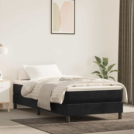 Pocketveringmatras medium 80x220x20 cm fluweel zwart 1