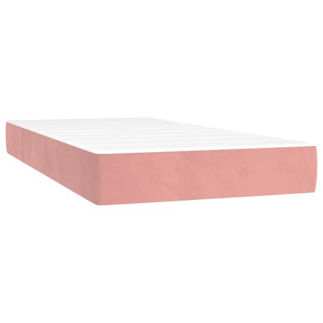 Pocketveringmatras medium 90x220x20 cm fluweel roze 2