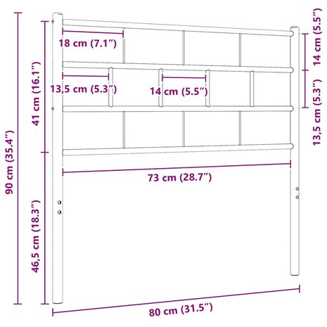 Vervangend hoofdbord 75 cm metaal zwart 6