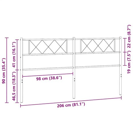 Vervangend hoofdbord 200 cm metaal zwart 7