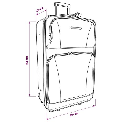 Reisbagage set zwart 5-delig 6