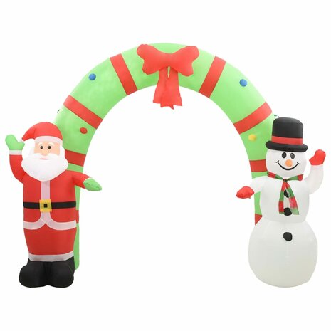 Kerstboog kerstman en sneeuwpop opblaasbaar LED 223 cm 2