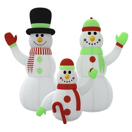 Opblaasbare sneeuwpopfamilie met LED&rsquo;s 500 cm 3