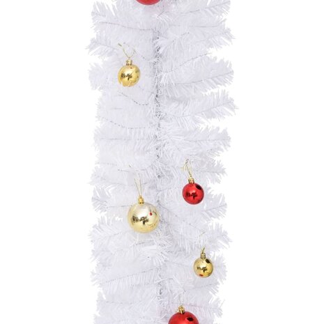 Kerstslinger versierd met kerstballen 10 m wit 5