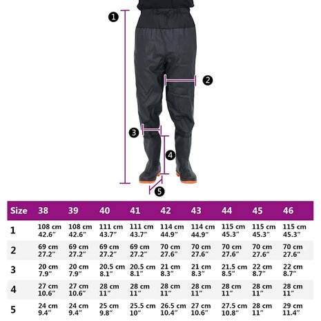 Waadpak met laarzen maat 41 zwart 7