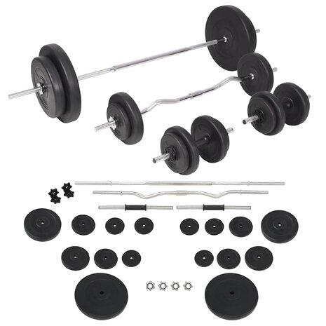 Trainingsbank met gewichtenrek en halterset 90 kg 6