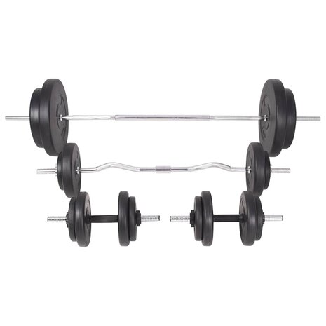 Trainingsbank met gewichtenrek en halterset 90 kg 7