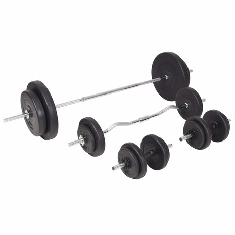 Gewichtenbank met gewichtenrek en halterset 90 kg 9