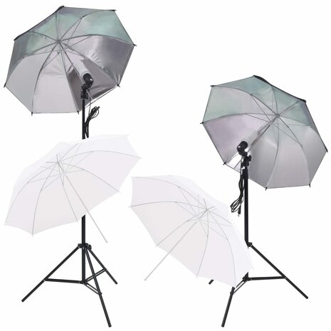 Fotostudioset met softboxlampen paraplu's achtergrond reflector 2